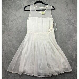 Altard State Dress Womens Large White Sleeveless Sheer Fit Flare Bridal Boho NWT